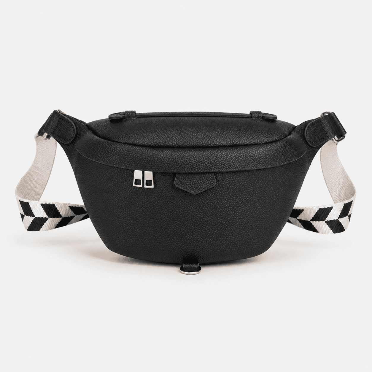 Chevron Strap Belt Bag – Black
